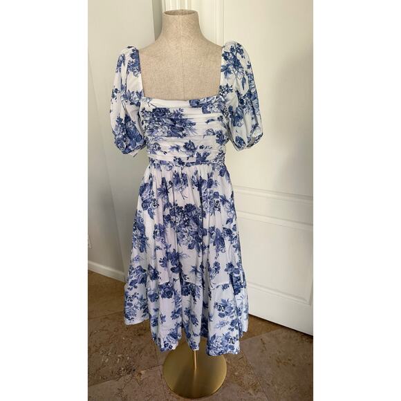 Abercrombie & Fitch Emerson Poplin Puff Sleeve Midi Dress - Picture 2 of 7